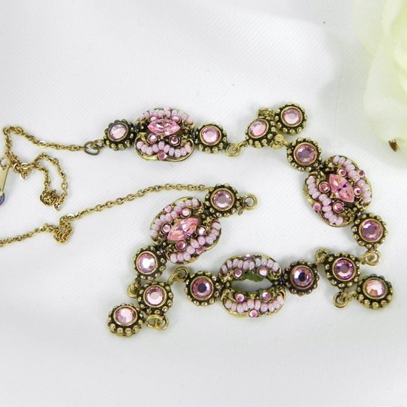 Pink Crystal Beaded Boho Necklace - Picture 7 of 7